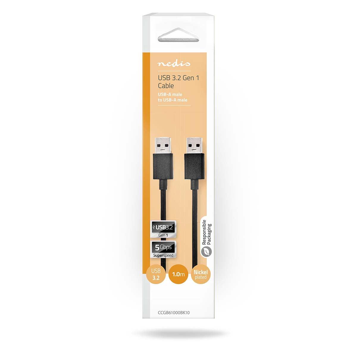 USB-Kabel | USB 3.2 Gen 1 | USB-A Stecker | USB-A Stecker | 5 Gbps | Vernickelt | 1.00 m | Rund | PVC | Schwarz | Box