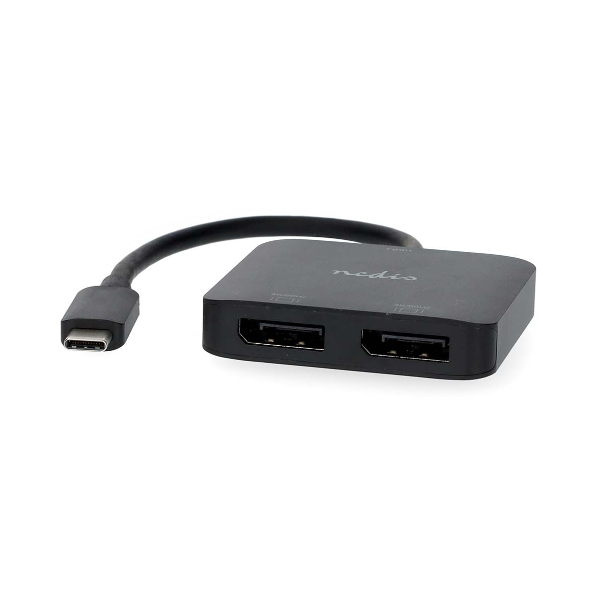 USB-C™ Adapter | USB 3.2 Gen 1 | USB-C™ Stecker | 2x Displayport Female | 4K@60Hz | 0.20 m | Rund | Vernickelt | PVC | Schwarz | Box