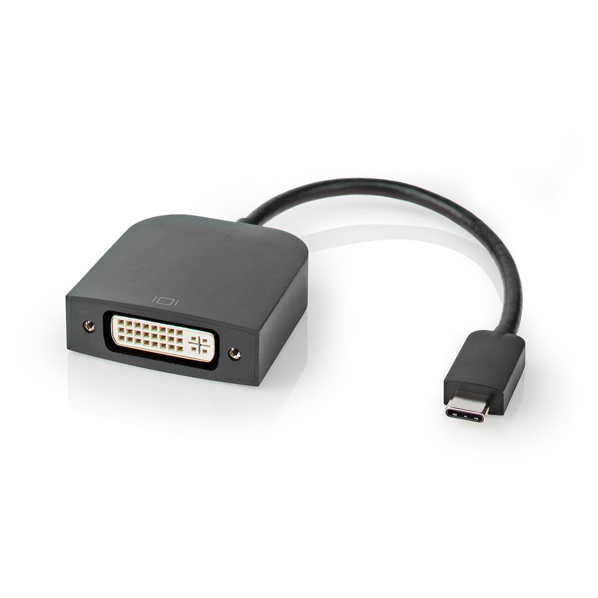 USB-C™ Adapter | USB 3.2 Gen 1 | USB-C™ Stecker | DVI-D 24+1-Pin Buchse | 1080p | 0.20 m | Rund | Vernickelt | PVC | Schwarz | Box