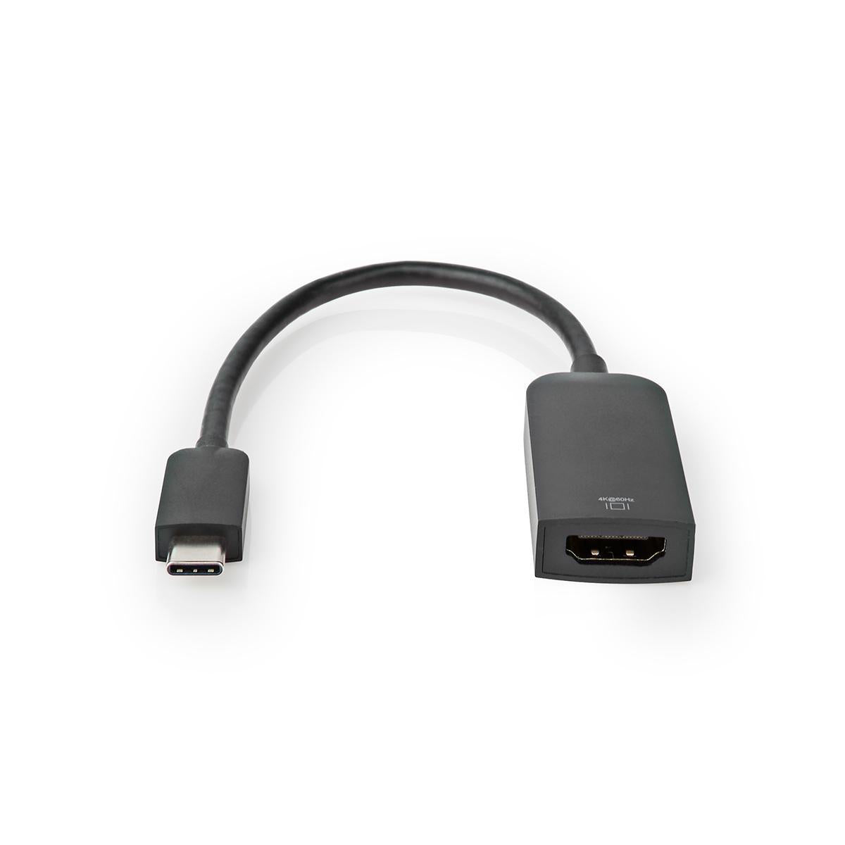 USB-C™ Adapter | USB 3.2 Gen 1 | USB-C™ Stecker | HDMI™ Buchse | 4K@60Hz | 0.20 m | Rund | Vernickelt | PVC | Schwarz | Box