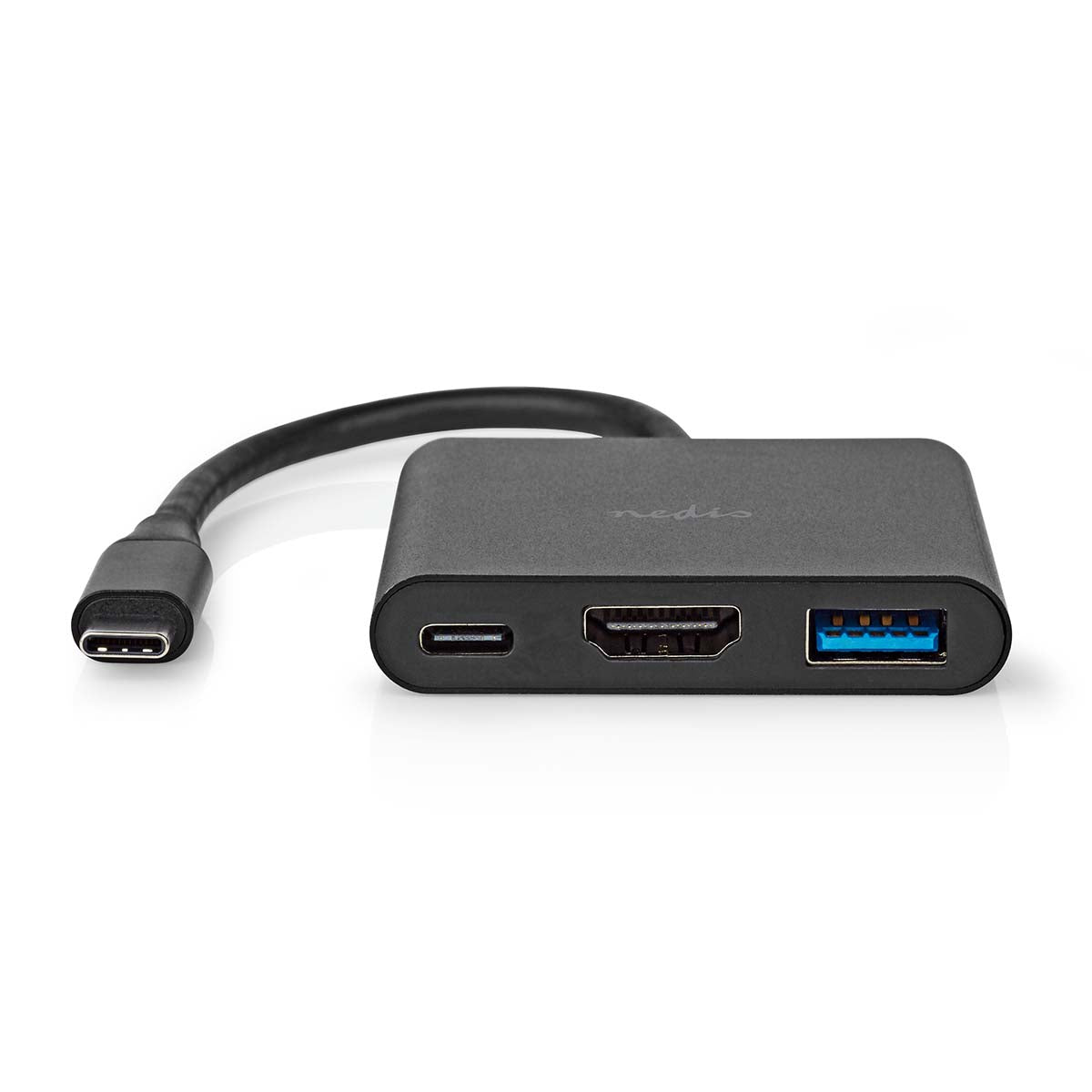 USB Multi-Port-Adapter | USB 3.2 Gen 1 | USB-C™ Stecker | HDMI™ Ausgang / USB-A Buchse / USB-C™ Buchse | 5 Gbps | 0.10 m | Rund | Vernickelt | PVC | Schwarz | Box