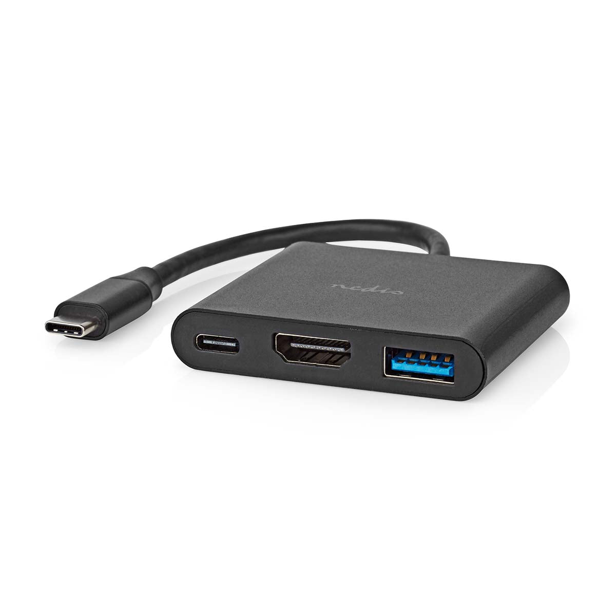 USB Multi-Port-Adapter | USB 3.2 Gen 1 | USB-C™ Stecker | HDMI™ Ausgang / USB-A Buchse / USB-C™ Buchse | 5 Gbps | 0.10 m | Rund | Vernickelt | PVC | Schwarz | Box