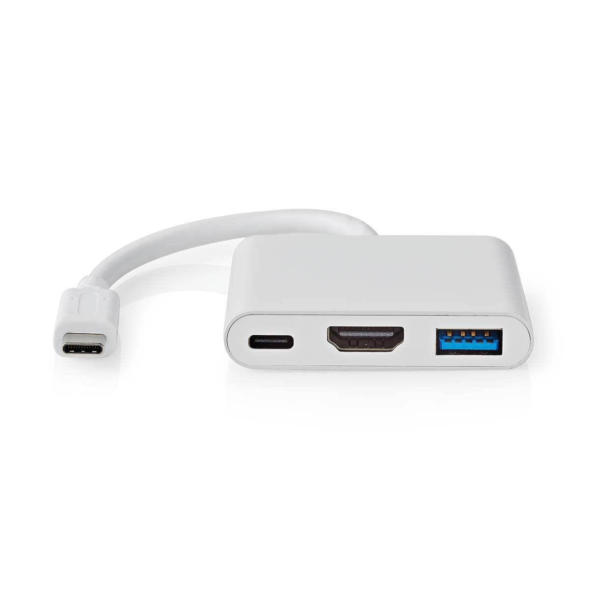 USB Multi-Port-Adapter | USB 3.2 Gen 1 | USB-C™ Stecker | HDMI™ Ausgang / USB-A Buchse / USB-C™ Buchse | 5 Gbps | 0.10 m | Rund | Vernickelt | PVC | Weiss | Box