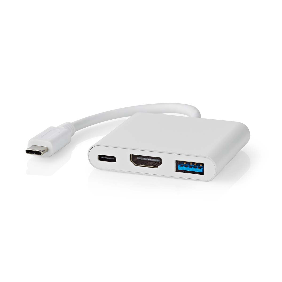 USB Multi-Port-Adapter | USB 3.2 Gen 1 | USB-C™ Stecker | HDMI™ Ausgang / USB-A Buchse / USB-C™ Buchse | 5 Gbps | 0.10 m | Rund | Vernickelt | PVC | Weiss | Box