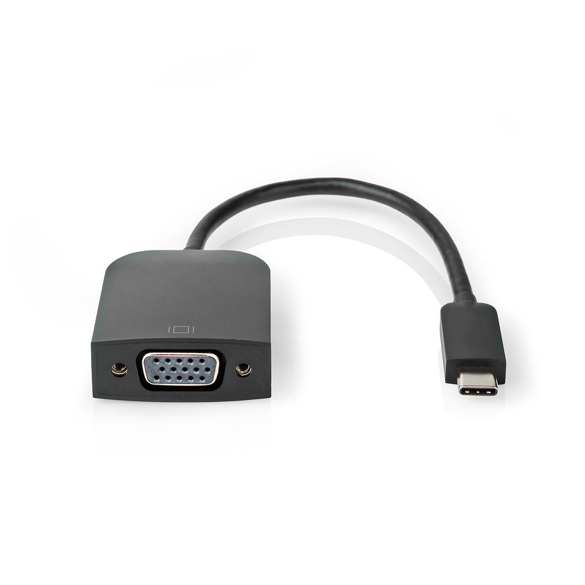 USB-C™ Adapter | USB 3.2 Gen 1 | USB-C™ Stecker | VGA Buchse | 1920x1200 | 5 Gbps | 0.20 m | Rund | Vernickelt | PVC | Schwarz | Box