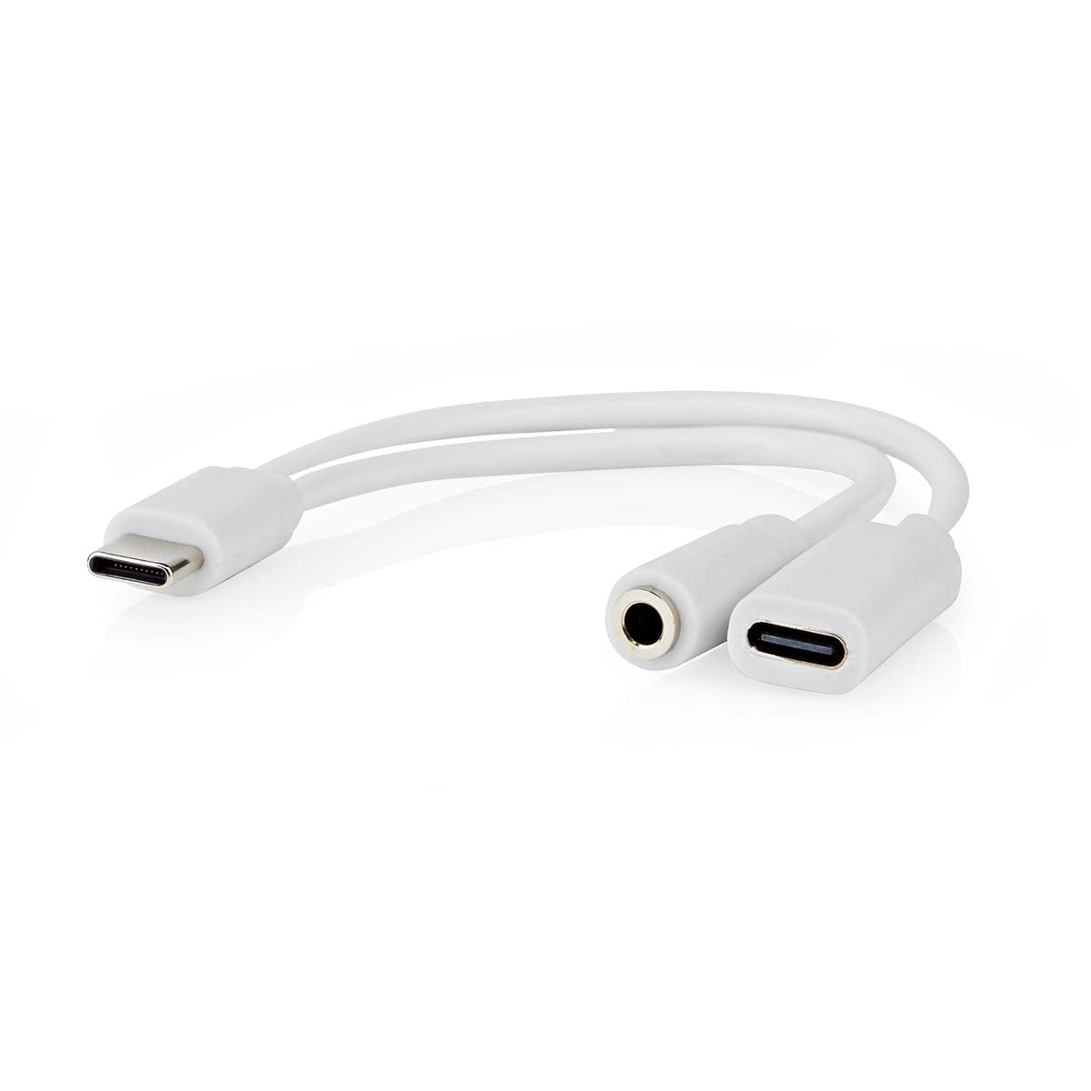 USB-C™ Adapter | USB 2.0 | USB-C™ Stecker | USB-C™ Buchse / 3.5 mm Buchse | 0.10 m | Rund | Vernickelt | PVC | Weiss | Box