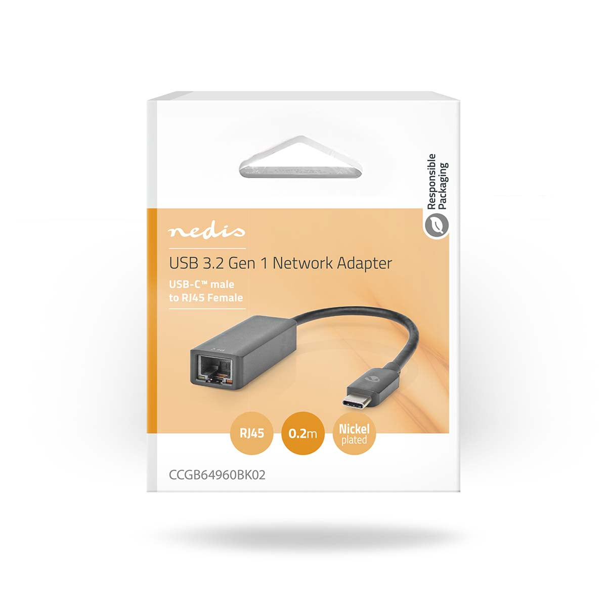 USB-Netzwerkadapter | USB 3.2 Gen 1 | 2.5 Gbps | USB-C™ Stecker | RJ45 Buchse | 0.20 m | Rund | Vernickelt | Verzinntes Kupfer | Schwarz | Box