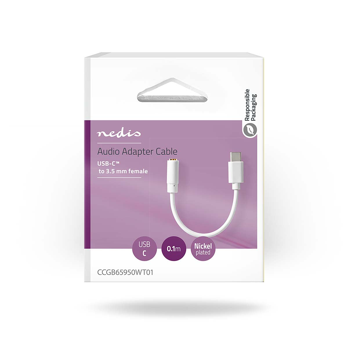 USB-C™ Adapter | USB 2.0 | USB-C™ Stecker | 3.5 mm Buchse | 0.10 m | Rund | Vernickelt | PVC | Weiss | Box