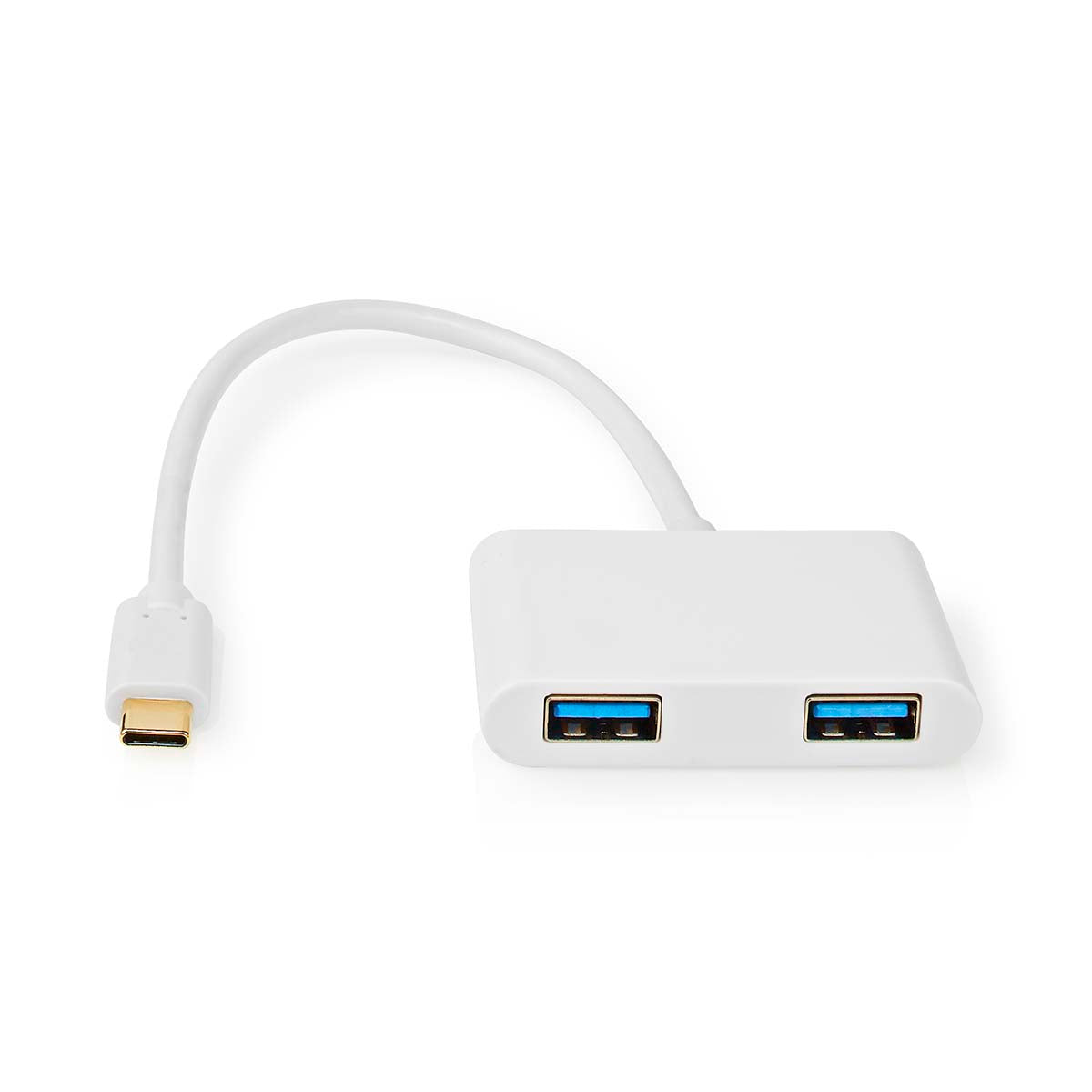 USB Multi-Port-Adapter | USB 3.2 Gen 1 | USB-C™ Stecker | 2x USB-A | 1000 Mbps | 0.20 m | Rund | Vernickelt | PVC | Weiss | Blister