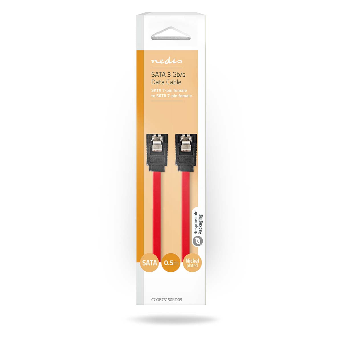 SATA Kabel | 3 Gbps | SATA 7-Pin-Buchse | SATA 7-Pin-Buchse | Vernickelt | 0.50 m | Flach | PVC | Red | Box