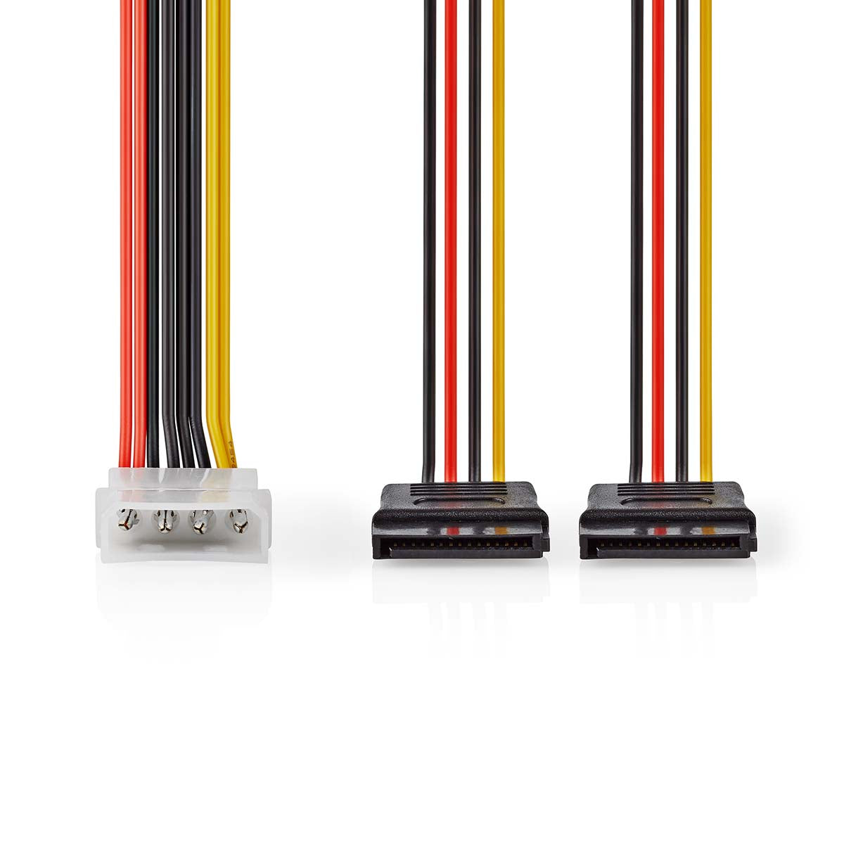 Interne Stromkabel | Molex Stecker | 2x SATA 15-Pin-Buchse | Vergoldet | 0.15 m | Rund | PVC | Mehrfarbig | Box