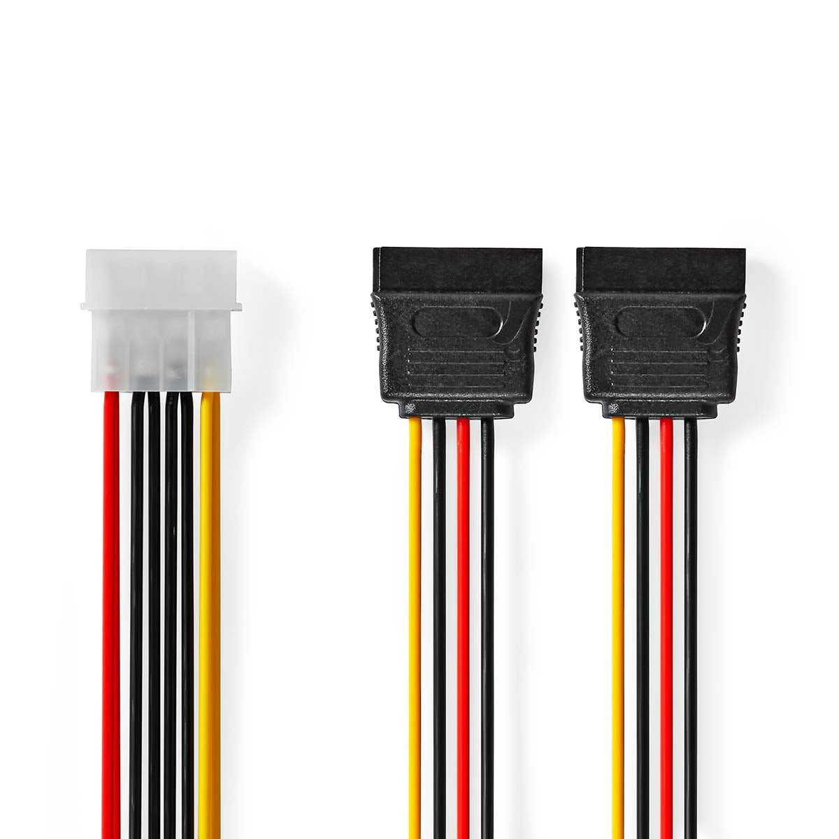 Interne Stromkabel | Molex Stecker | 2x SATA 15-Pin-Buchse | Vergoldet | 0.15 m | Rund | PVC | Mehrfarbig | Box