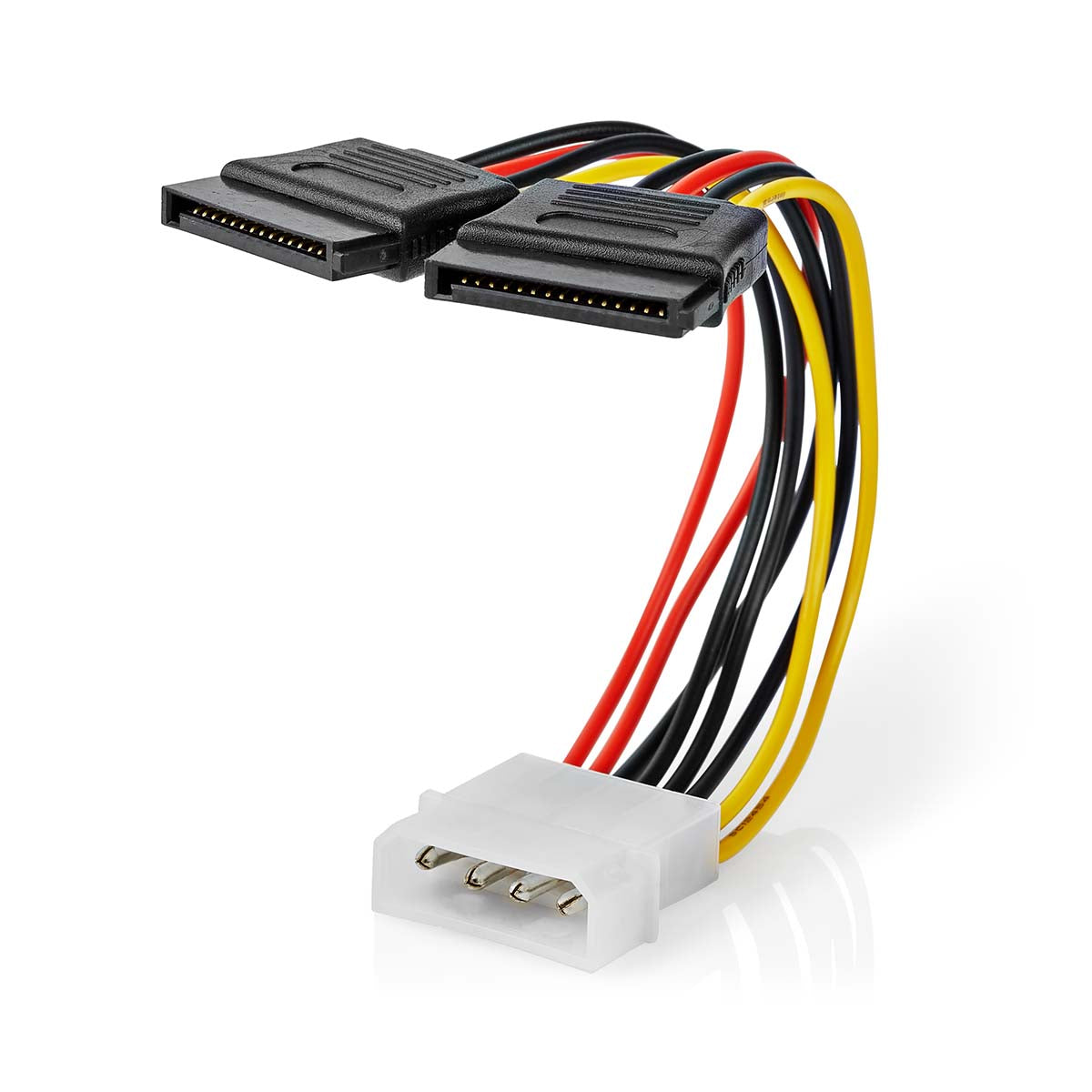 Interne Stromkabel | Molex Stecker | 2x SATA 15-Pin-Buchse | Vergoldet | 0.15 m | Rund | PVC | Mehrfarbig | Box