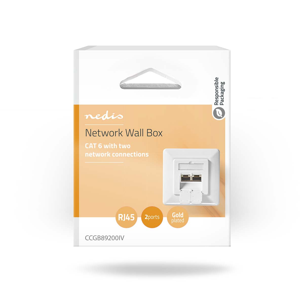 Netzwerk-Wanddose | Unterputz | 2-Port port(s) | CAT6 | Gerade | Buchse | Vergoldet | PVC | Weiss | Box