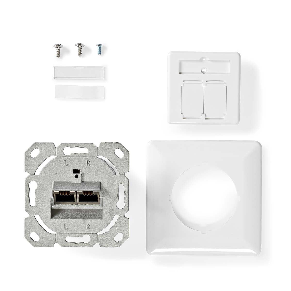 Netzwerk-Wanddose | Unterputz | 2-Port port(s) | CAT7 | Gerade | Buchse | Vergoldet | PVC | Elfenbein | Box