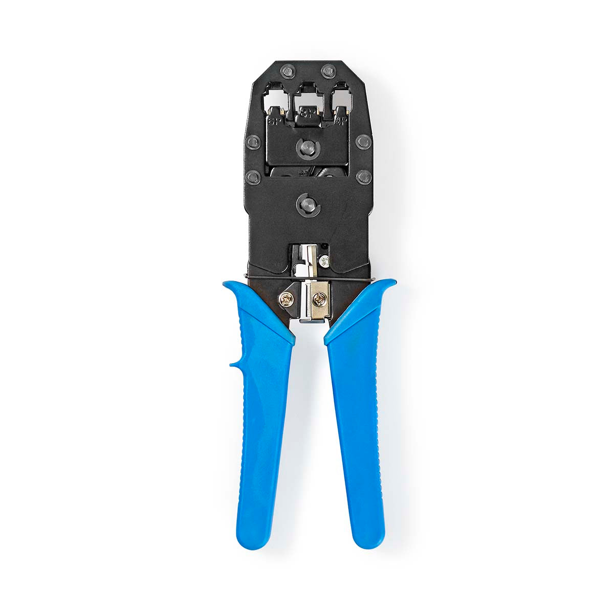 Crimp pliers | CAT5 / CAT5e / CAT6 / CAT6a / RJ10 / RJ11 / RJ45 | Abziehen / Schneiden / Zange | ABS / Stahl | Blau