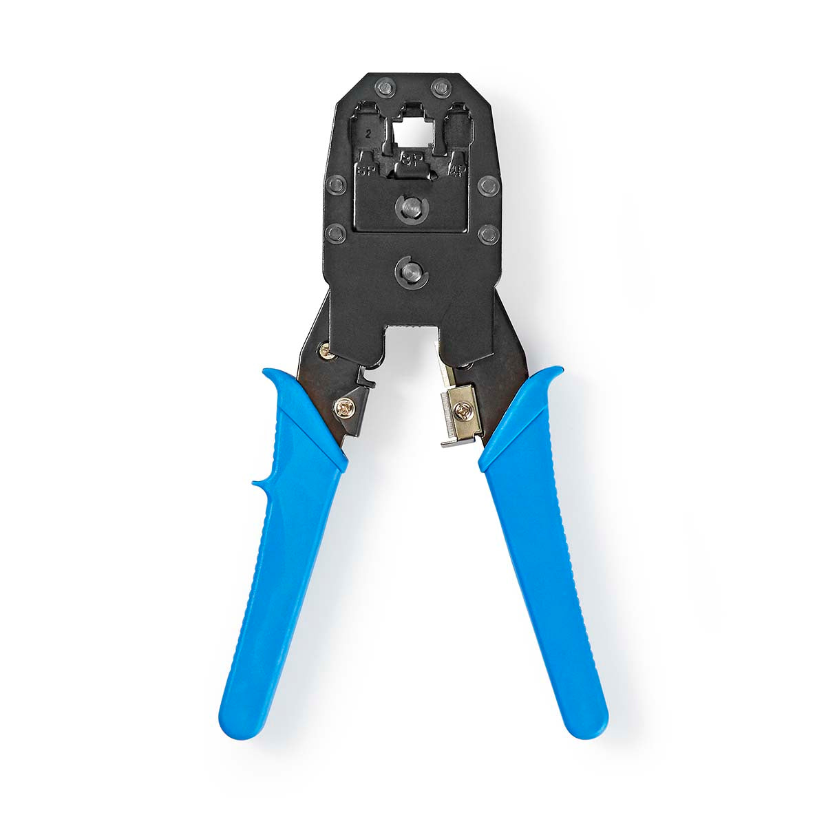 Crimp pliers | CAT5 / CAT5e / CAT6 / CAT6a / RJ10 / RJ11 / RJ45 | Abziehen / Schneiden / Zange | ABS / Stahl | Blau