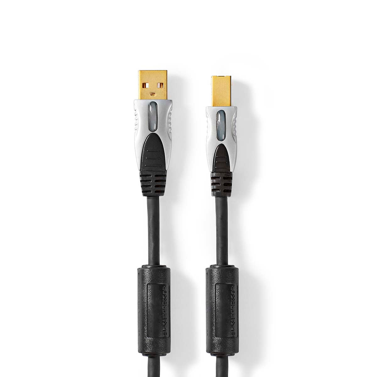 USB-Kabel | USB 2.0 | USB-A Stecker | USB-B Stecker | 2.5 W | 480 Mbps | Vergoldet | 1.80 m | Rund | PVC | Anthrazit | Box