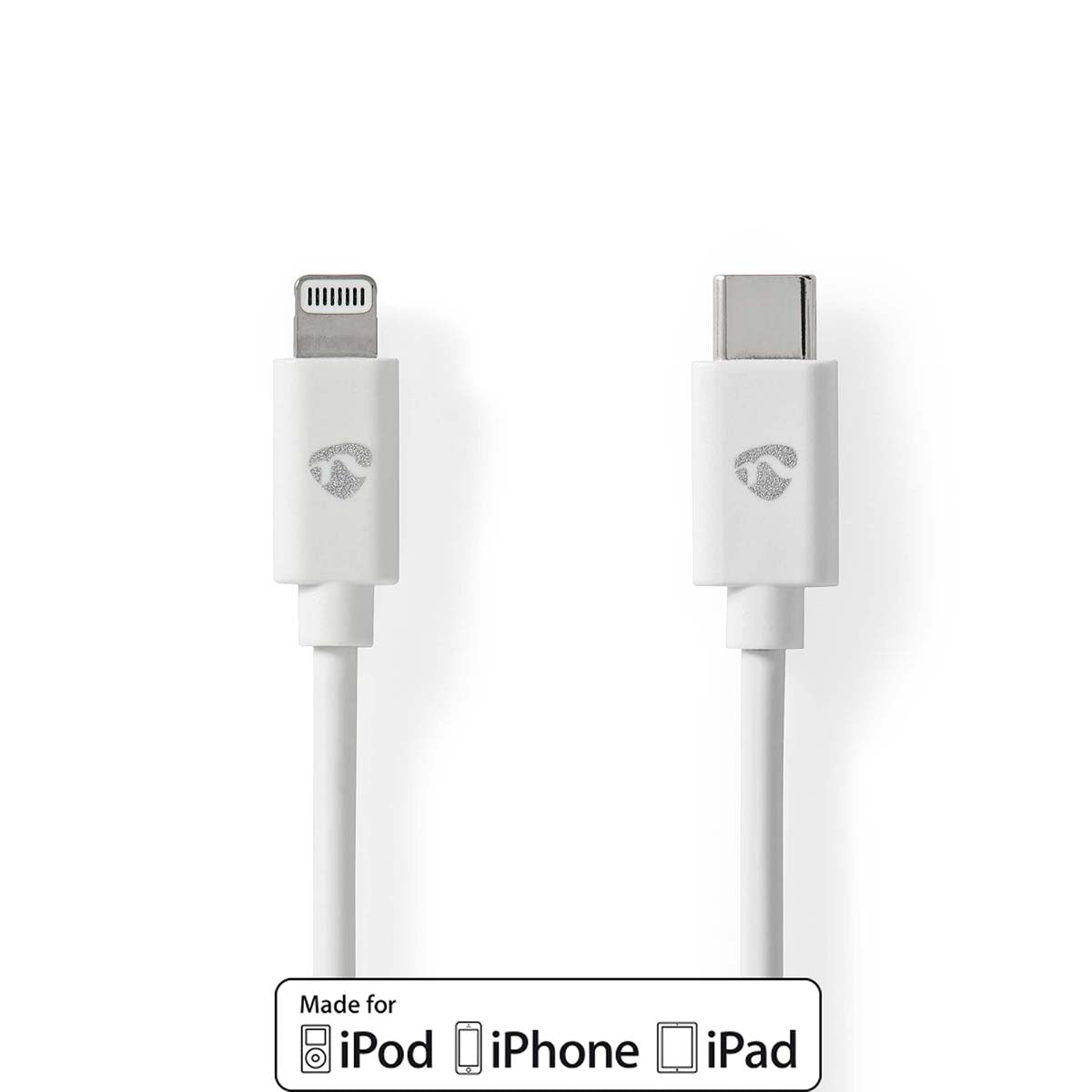 Lightning Kabel | USB 2.0 | Apple Lightning 8-Pin | USB-C™ Stecker | 480 Mbps | Vernickelt | 2.00 m | Rund | PVC | Weiss | Label