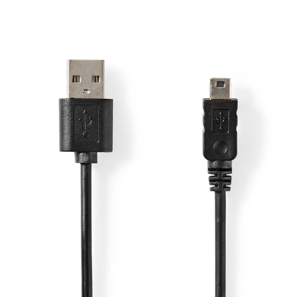 USB-Kabel | USB 2.0 | USB-A Stecker | Mini 5-Pin Stecker | 480 Mbps | Vernickelt | 2.00 m | Rund | PVC | Schwarz | Label