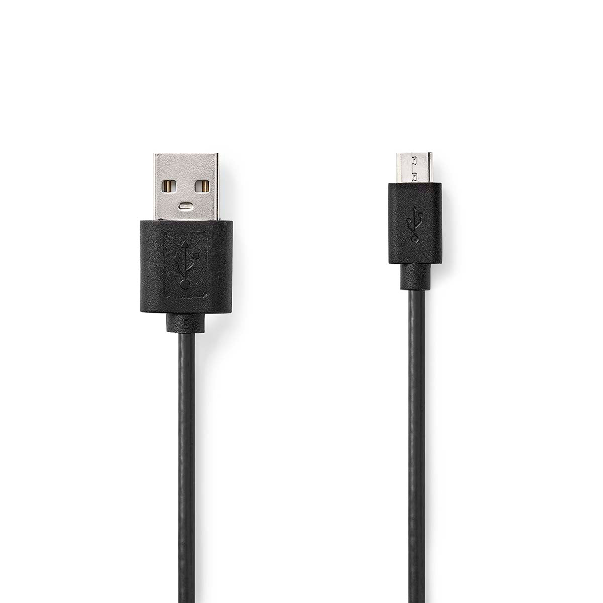 USB-Kabel | USB 2.0 | USB-A Stecker | USB Micro-B Stecker | 7.5 W | 480 Mbps | Vernickelt | 1.00 m | Rund | PVC | Schwarz | Label