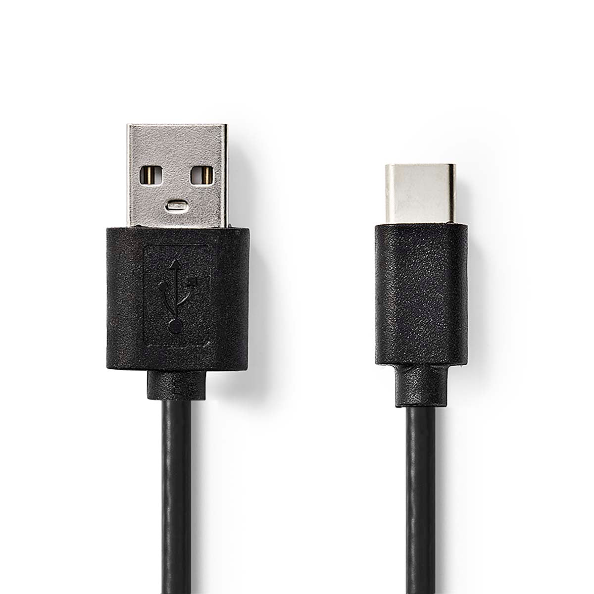 USB-Kabel | USB 2.0 | USB-A Stecker | USB-C™ Stecker | 2.5 W | 480 Mbps | Vernickelt | 1.00 m | Rund | PVC | Schwarz | Label