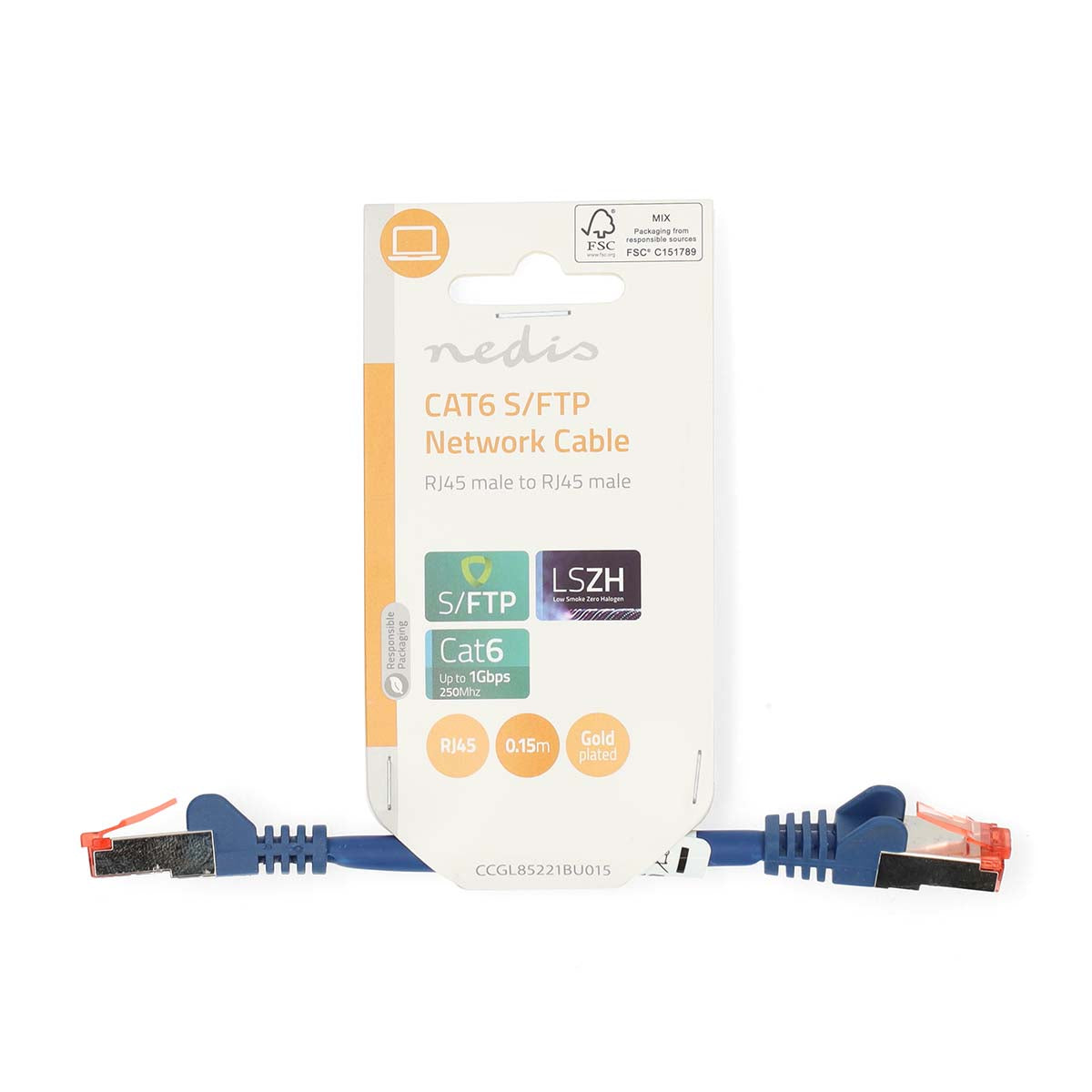 CAT6-Netzwerkkabel | RJ45 Stecker | RJ45 Stecker | S/FTP | 0.15 m | Rund | LSZH | Blau | Label