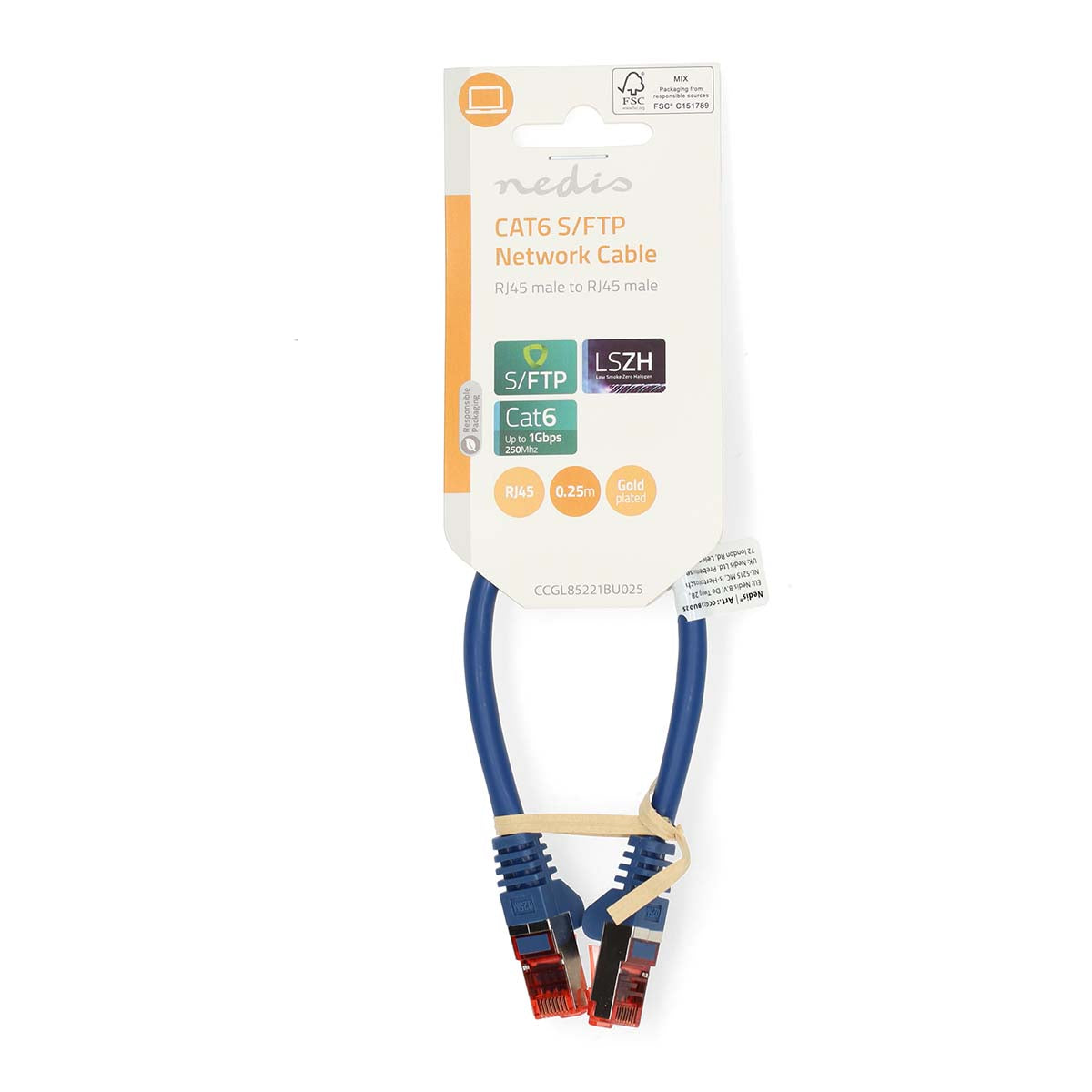 CAT6-Netzwerkkabel | RJ45 Stecker | RJ45 Stecker | S/FTP | 0.25 m | Rund | LSZH | Blau | Label