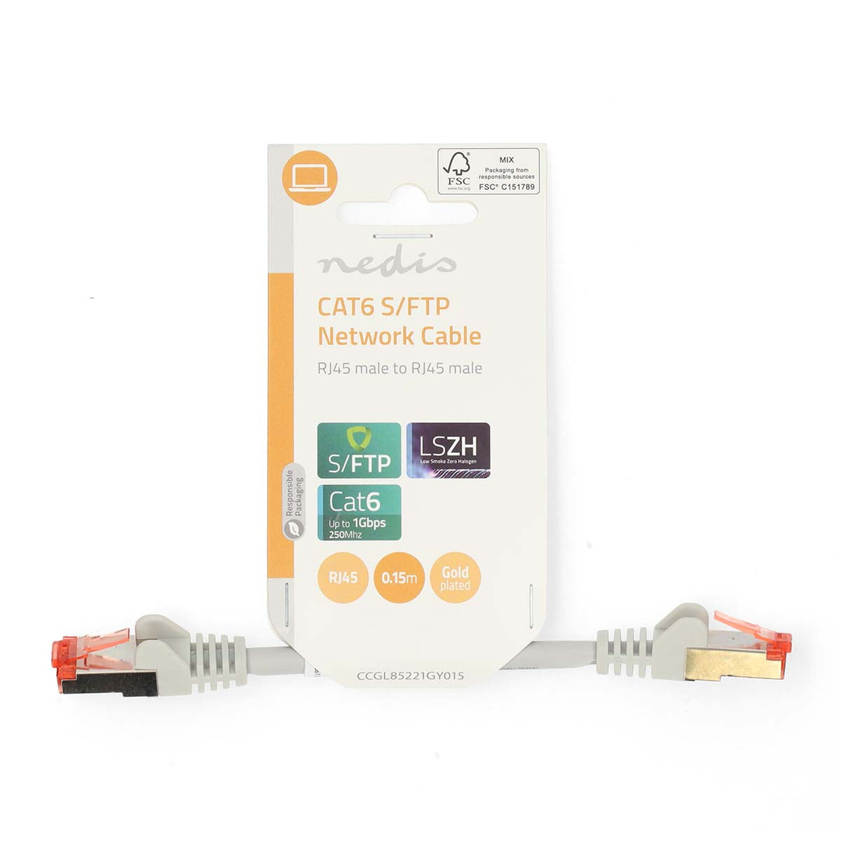 CAT6-Netzwerkkabel | RJ45 Stecker | RJ45 Stecker | S/FTP | 0.15 m | Rund | LSZH | Grau | Label