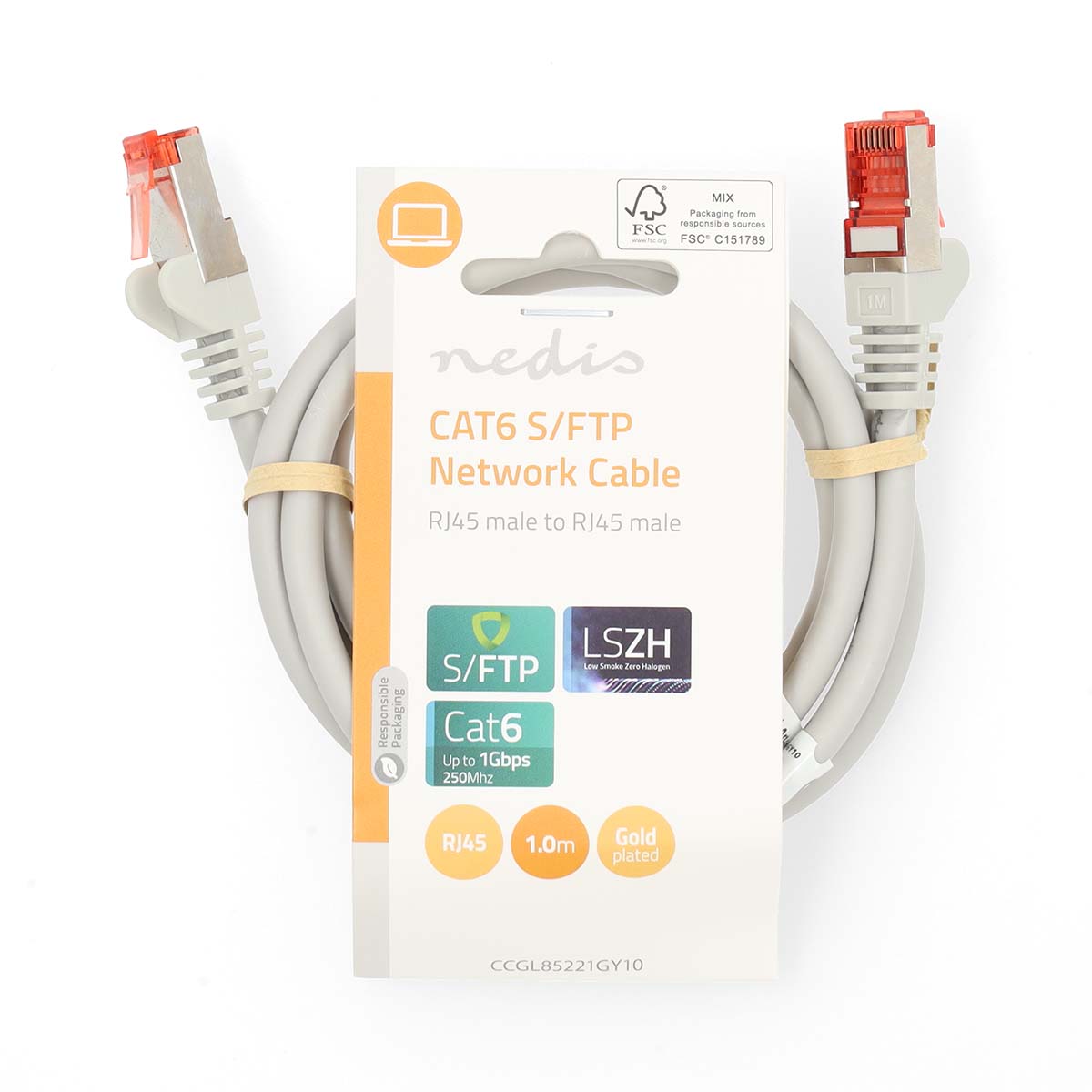 CAT6-Netzwerkkabel | RJ45 Stecker | RJ45 Stecker | S/FTP | 1.00 m | Rund | LSZH | Grau | Label