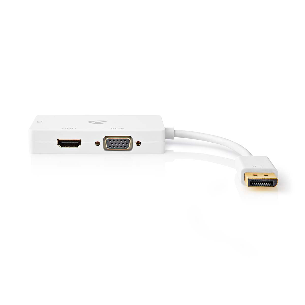 Displayport-Adapter | DisplayPort Stecker | DVI-D 24+1-Pin Buchse / HDMI™ Buchse / VGA Buchse | 4K@60Hz | Vergoldet | Schaltbar | 0.20 m | Rund | ABS | ABS | Weiss | Blister