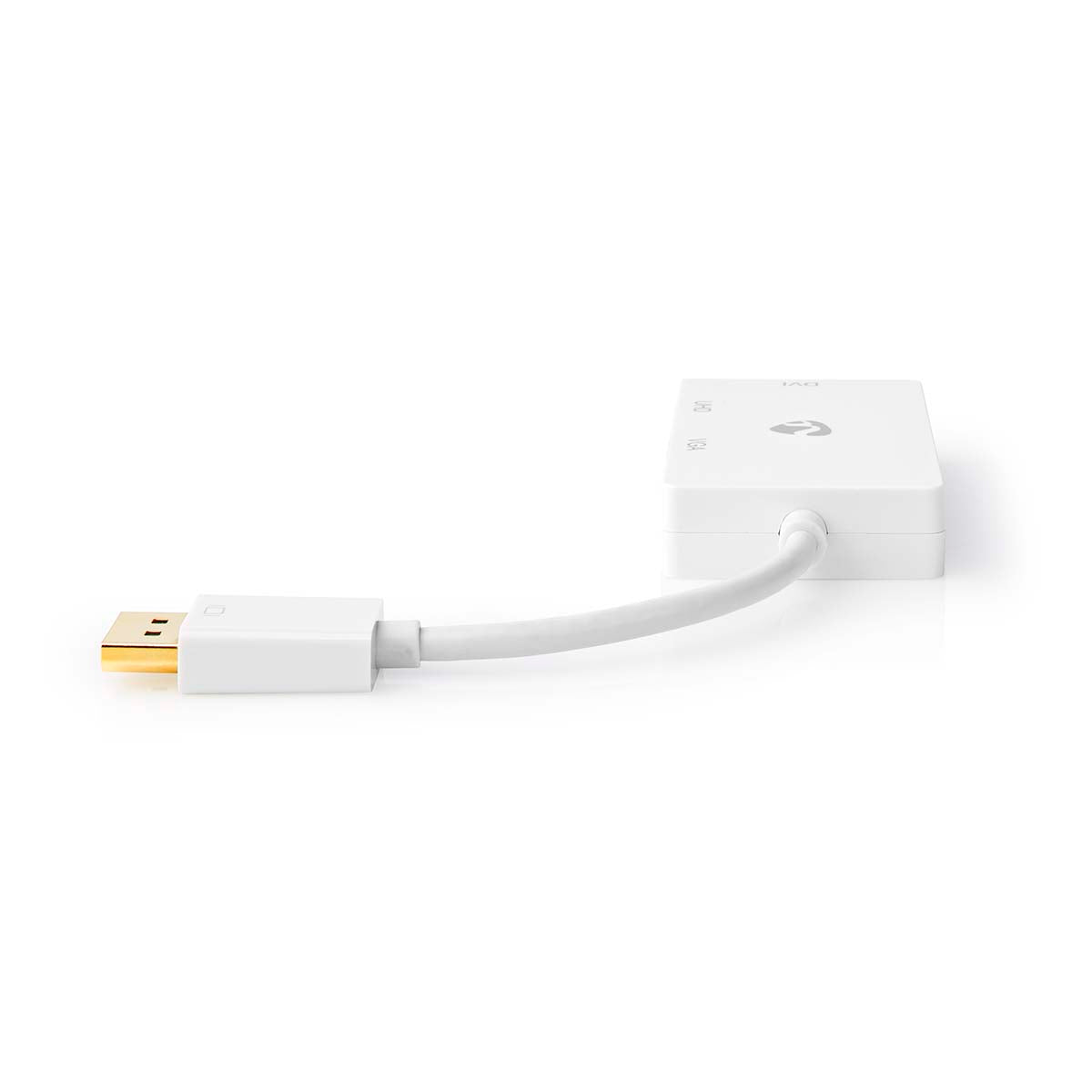 Displayport-Adapter | DisplayPort Stecker | DVI-D 24+1-Pin Buchse / HDMI™ Buchse / VGA Buchse | 4K@60Hz | Vergoldet | Schaltbar | 0.20 m | Rund | ABS | ABS | Weiss | Blister