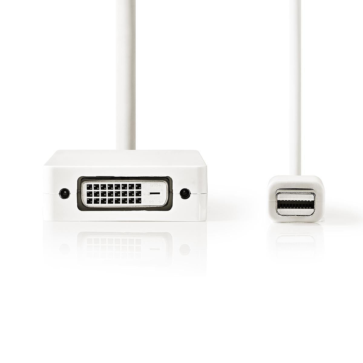 Mini Displayport-Kabel | DisplayPort 1.2 | Mini DisplayPort Stecker | DisplayPort Buchse / DVI-D 24+1-Pin Buchse / HDMI™ Eingang | 21.6 Gbps | Vernickelt | 0.20 m | Rund | PVC | Weiss | Plastikbeutel