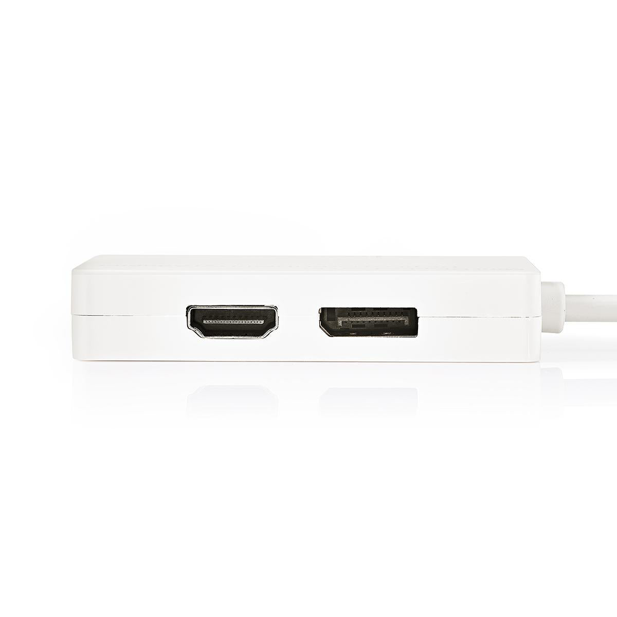 Mini Displayport-Kabel | DisplayPort 1.2 | Mini DisplayPort Stecker | DisplayPort Buchse / DVI-D 24+1-Pin Buchse / HDMI™ Eingang | 21.6 Gbps | Vernickelt | 0.20 m | Rund | PVC | Weiss | Plastikbeutel