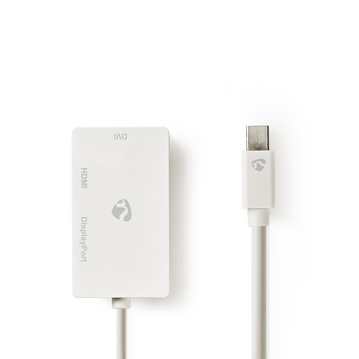 Mini Displayport-Kabel | DisplayPort 1.2 | Mini DisplayPort Stecker | DisplayPort Buchse / DVI-D 24+1-Pin Buchse / HDMI™ Eingang | 21.6 Gbps | Vernickelt | 0.20 m | Rund | PVC | Weiss | Plastikbeutel