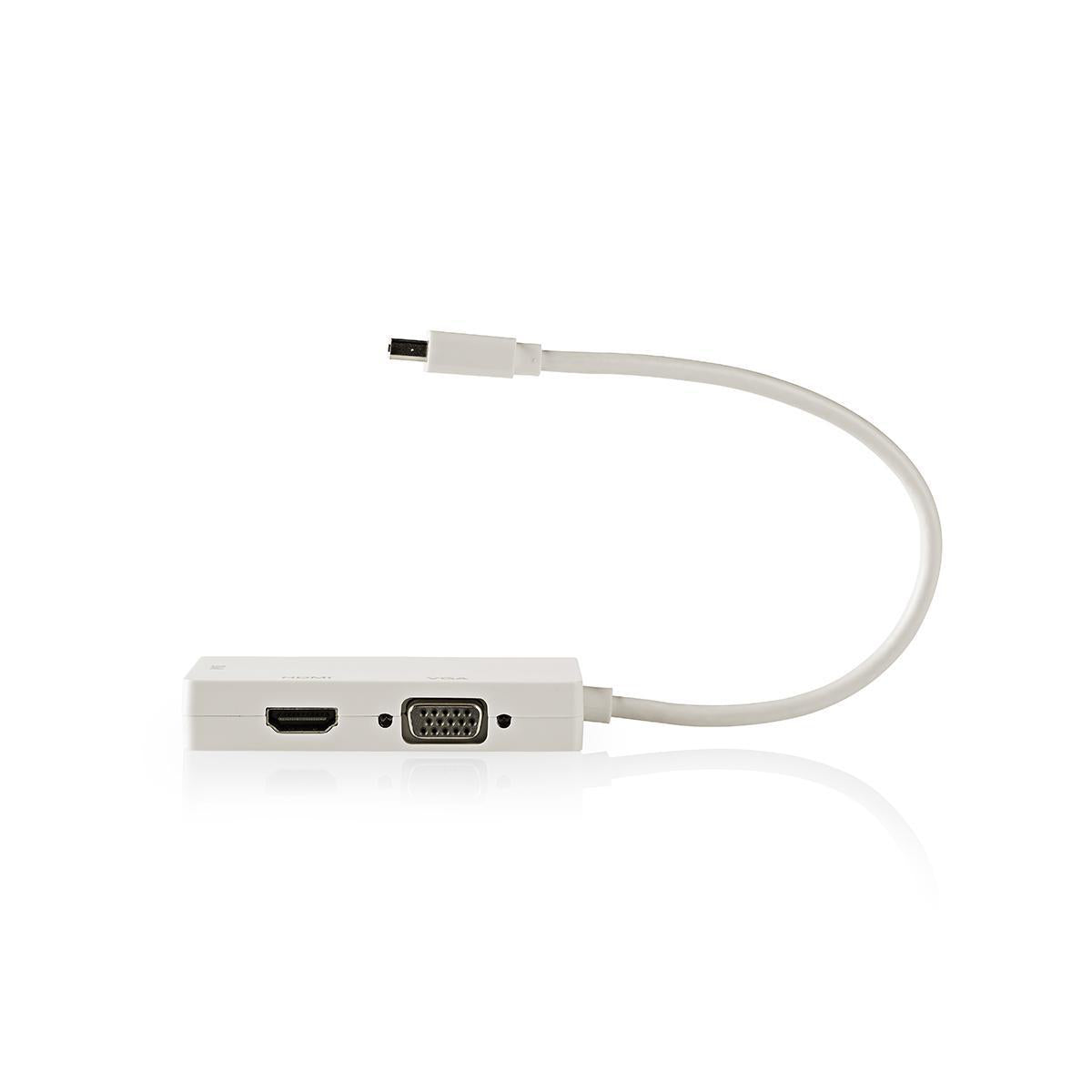 Mini Displayport-Kabel | DisplayPort 1.2 | Mini DisplayPort Stecker | DVI-D 24+1-Pin Buchse / HDMI™ Eingang / VGA Buchse | 21.6 Gbps | Vernickelt | 0.20 m | Rund | PVC | Weiss | Plastikbeutel