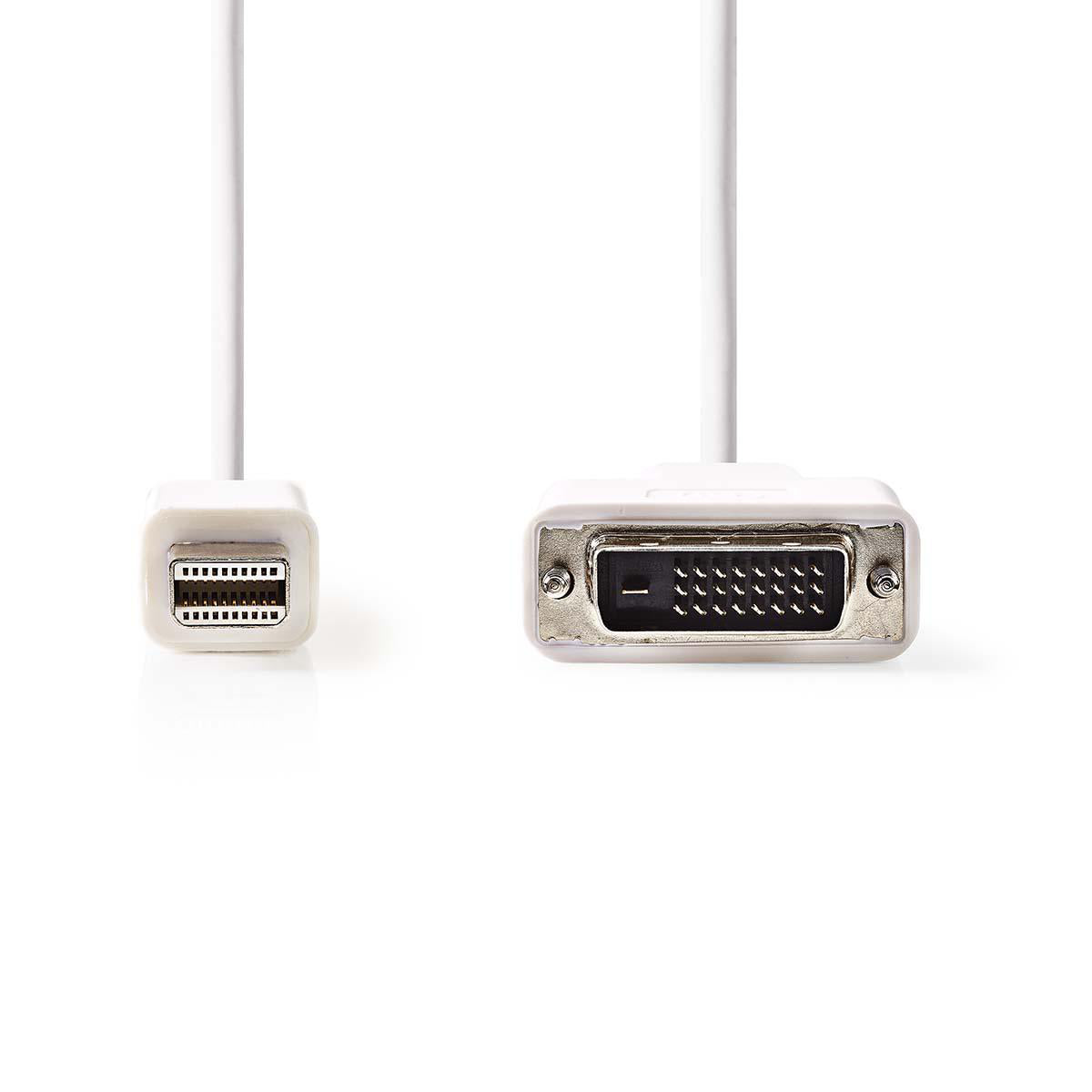 Mini Displayport-Kabel | DisplayPort 1.2 | Mini DisplayPort Stecker | DVI-D 24+1-Pin Stecker | 21.6 Gbps | Vernickelt | 2.00 m | Rund | PVC | Weiss | Plastikbeutel