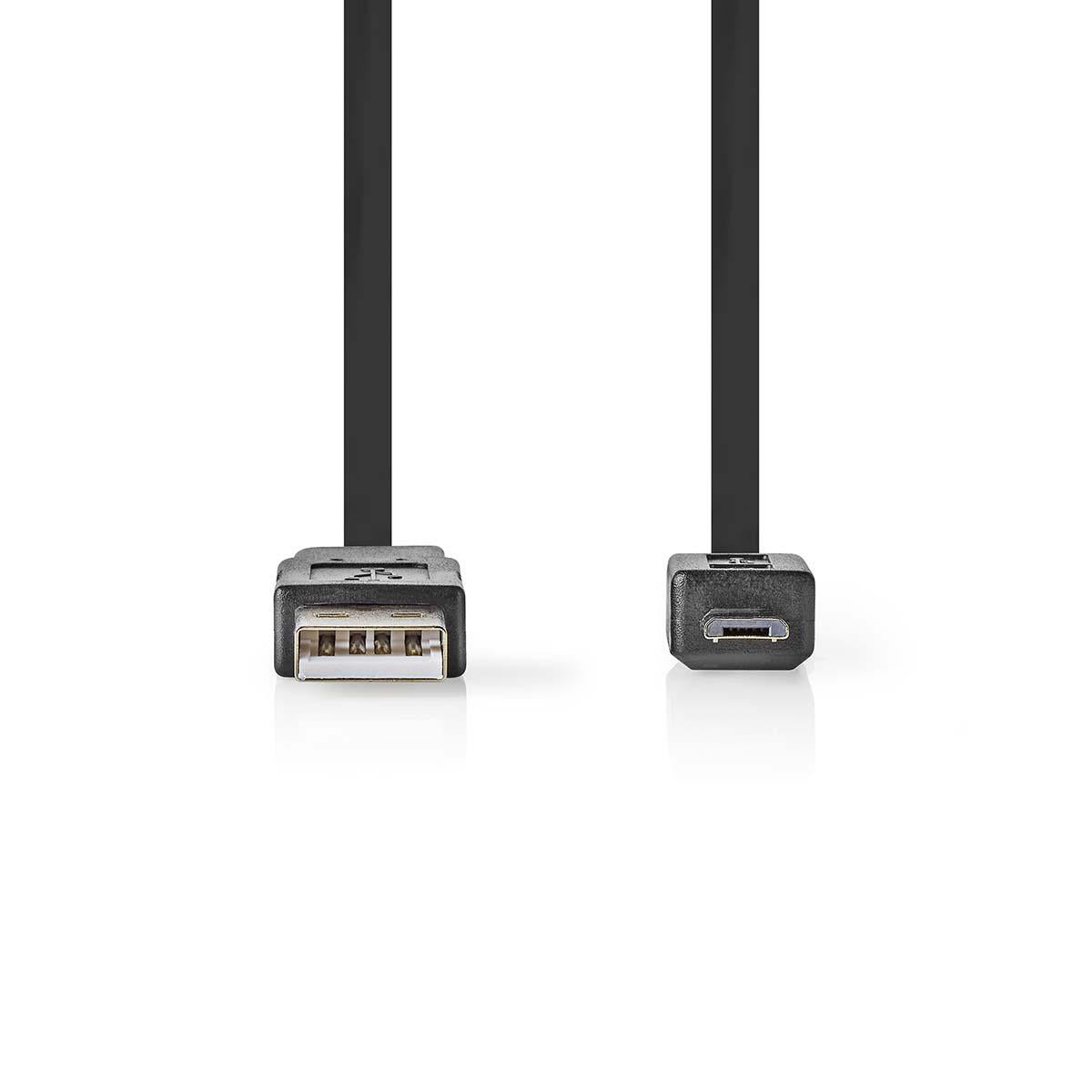 USB-Kabel | USB 2.0 | USB-A Stecker | USB Micro-B Stecker | 480 Mbps | Vernickelt | 1.00 m | Flach | PVC | Schwarz | Plastikbeutel