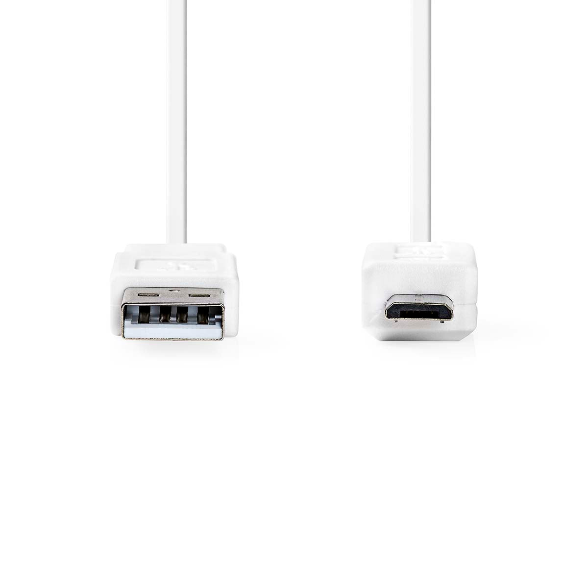 USB-Kabel | USB 2.0 | USB-A Stecker | USB Micro-B Stecker | 480 Mbps | Vernickelt | 1.00 m | Flach | PVC | Weiss | Plastikbeutel