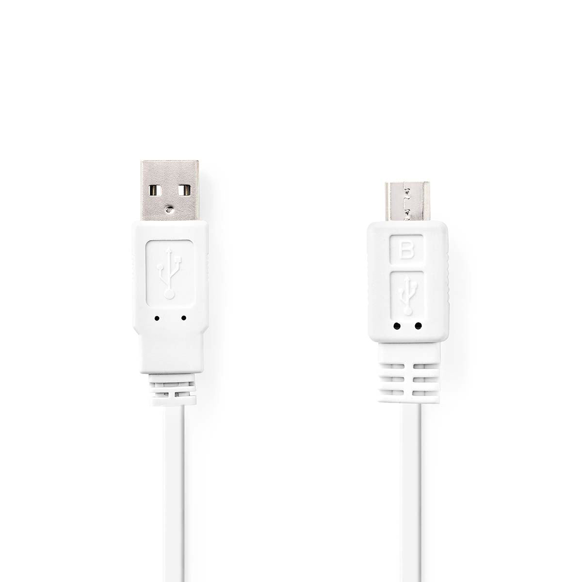 USB-Kabel | USB 2.0 | USB-A Stecker | USB Micro-B Stecker | 480 Mbps | Vernickelt | 1.00 m | Flach | PVC | Weiss | Plastikbeutel