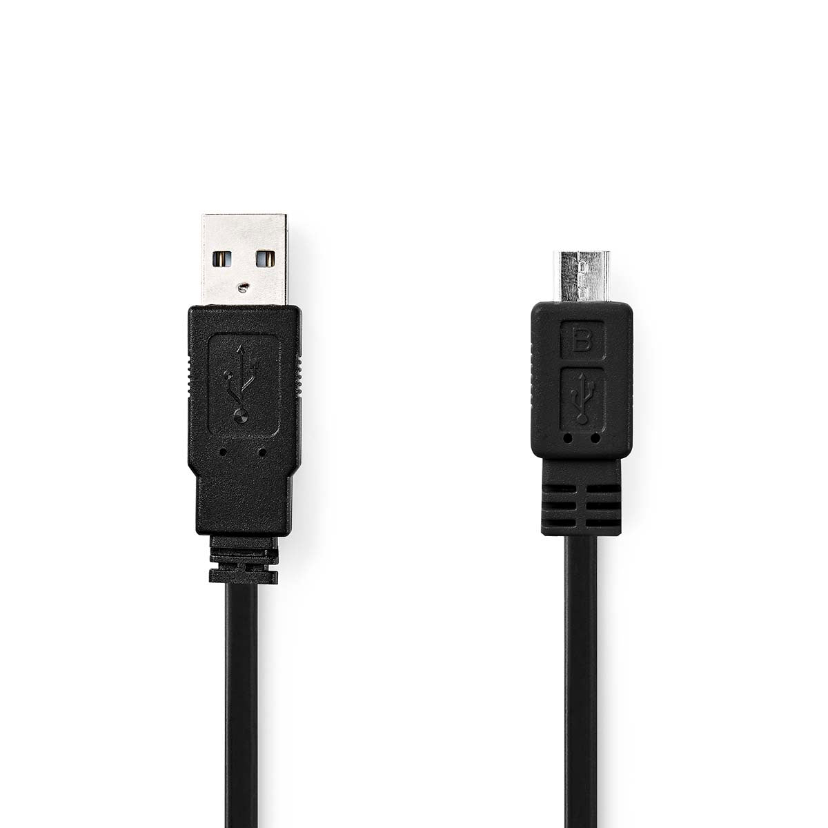 USB-Kabel | USB 2.0 | USB-A Stecker | USB Micro-B Stecker | 480 Mbps | Vernickelt | 1.00 m | Flach | PVC | Schwarz | Umschlag