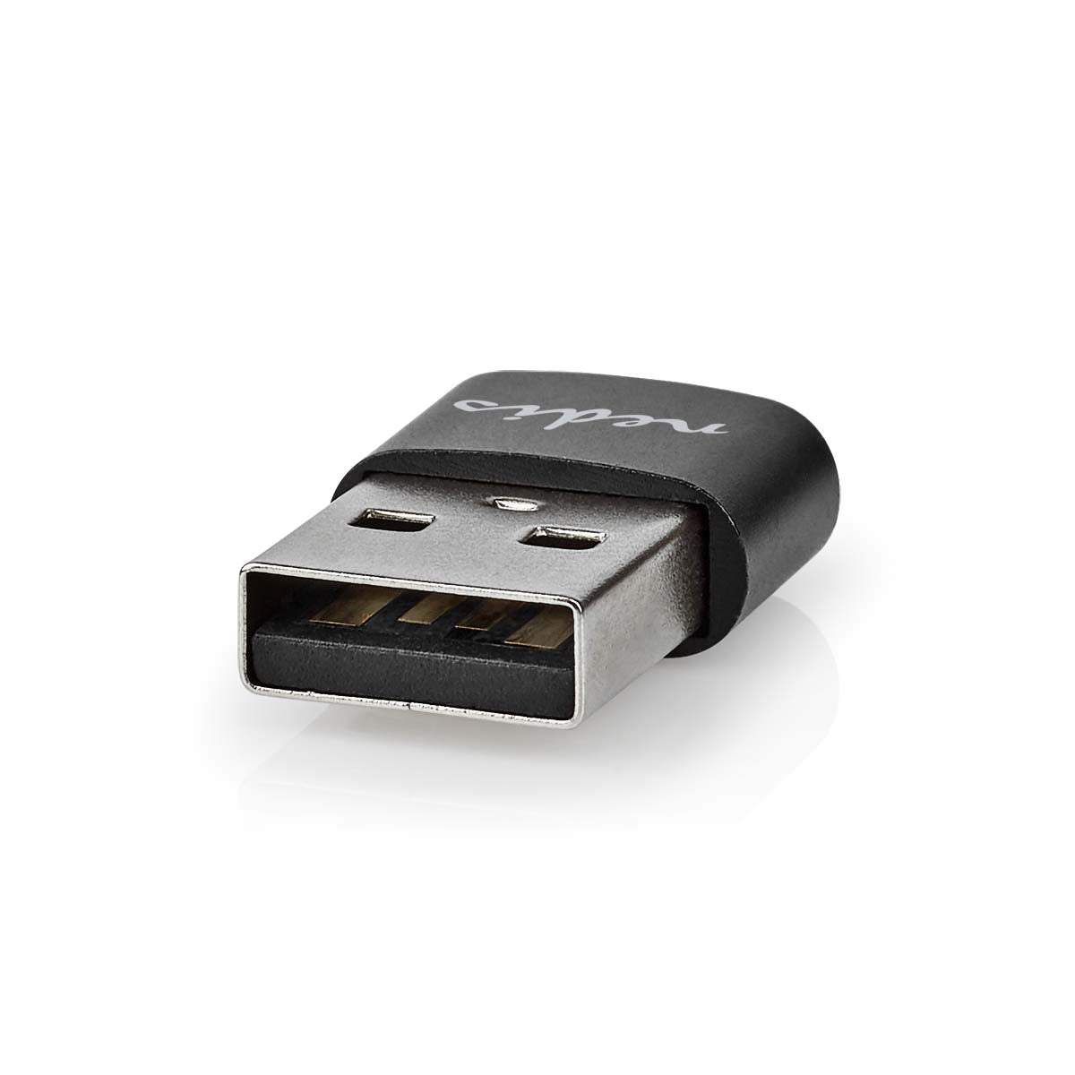 USB-A Adapter | USB 2.0 | USB-A Stecker | USB-C™ Buchse | 480 Mbps | Rund | Vernickelt | Schwarz | Box