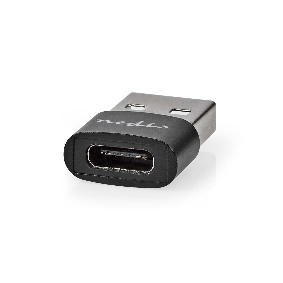 USB-A Adapter | USB 2.0 | USB-A Stecker | USB-C™ Buchse | 480 Mbps | Rund | Vernickelt | Schwarz | Box