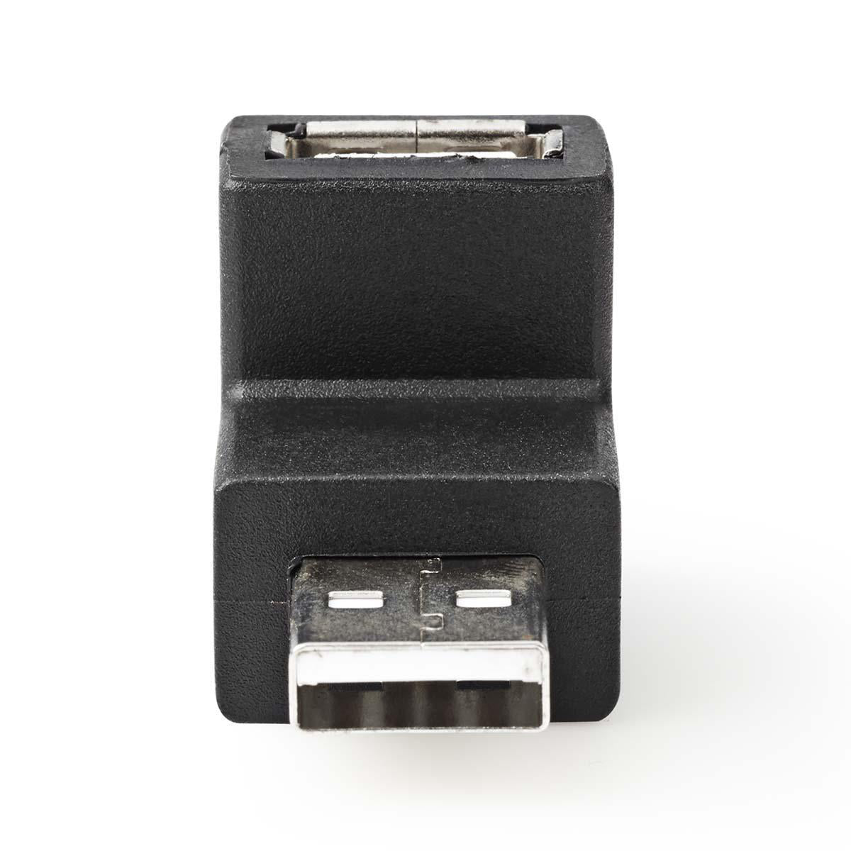 USB-A Adapter | USB 2.0 | USB-A Stecker | USB-A Buchse | 480 Mbps | Rund | Vernickelt | PVC | Schwarz | Box