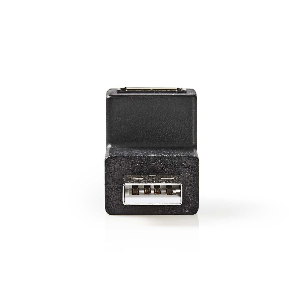 USB-A Adapter | USB 2.0 | USB-A Stecker | USB-A Buchse | 480 Mbps | Rund | Vernickelt | PVC | Schwarz | Box