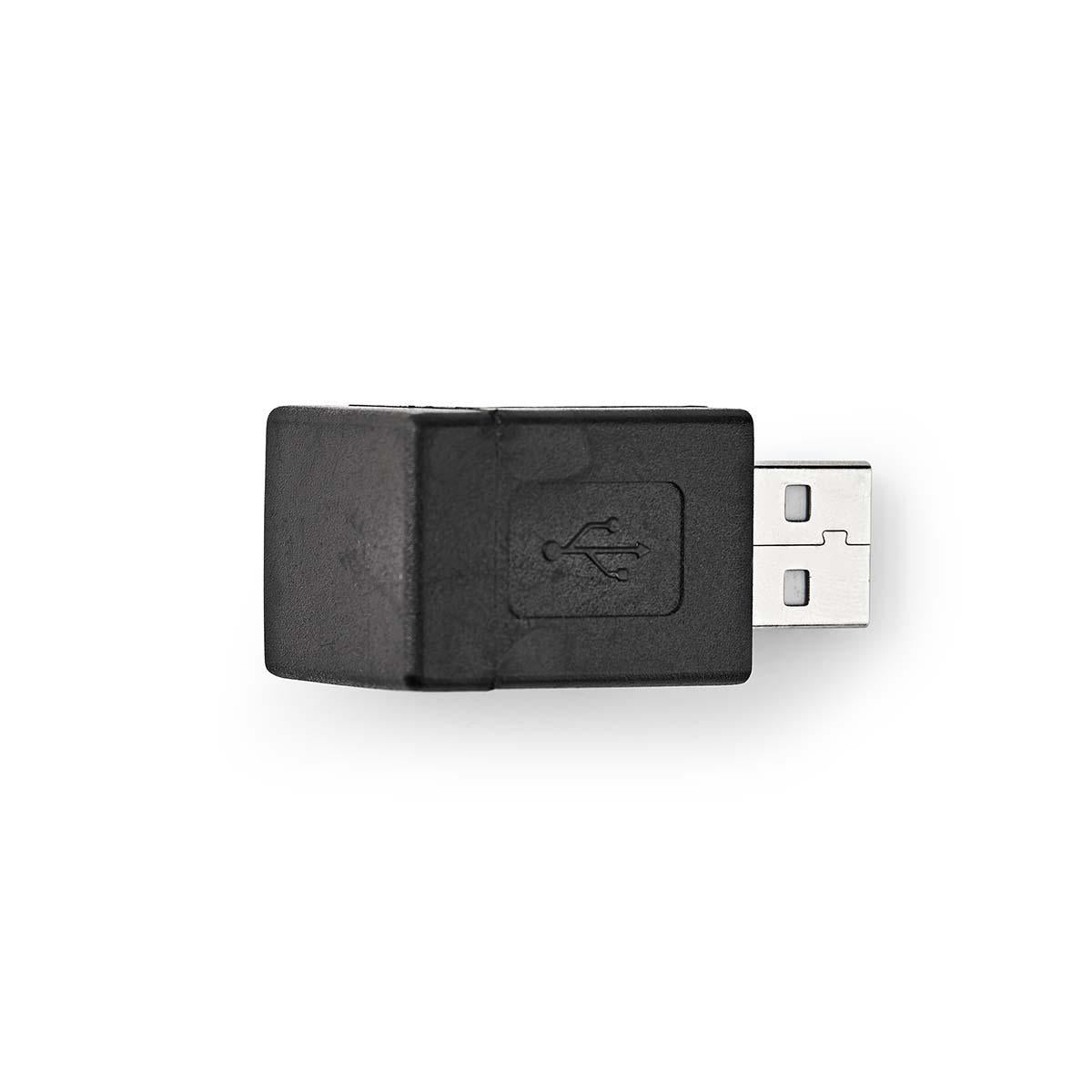 USB-A Adapter | USB 2.0 | USB-A Stecker | USB-A Buchse | 480 Mbps | Rund | Vernickelt | PVC | Schwarz | Box