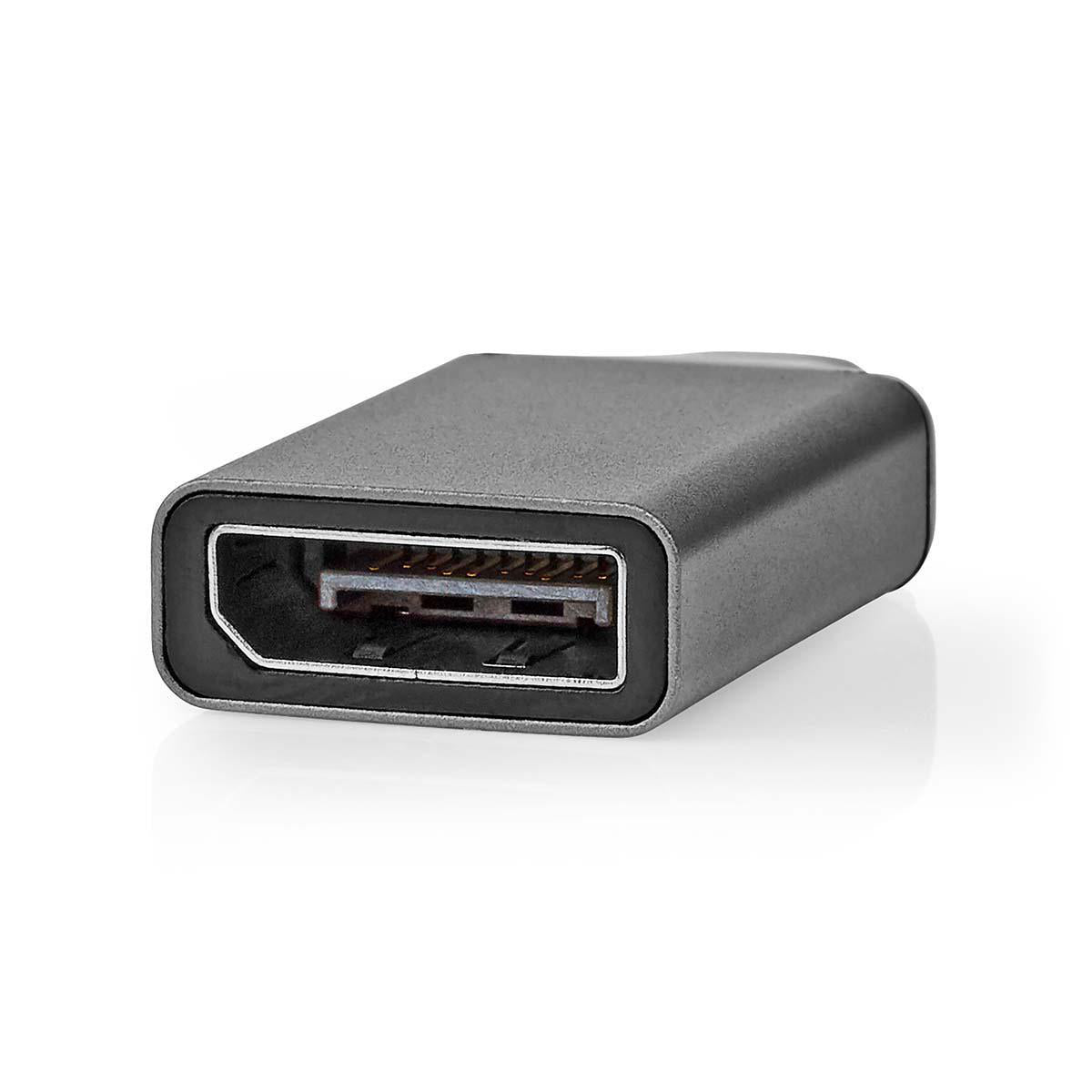 USB-C™ Adapter | USB 3.2 Gen 1 | USB-C™ Stecker | DisplayPort Buchse | 4K@60Hz | Rund | Vernickelt | Grau / Schwarz | Umschlag