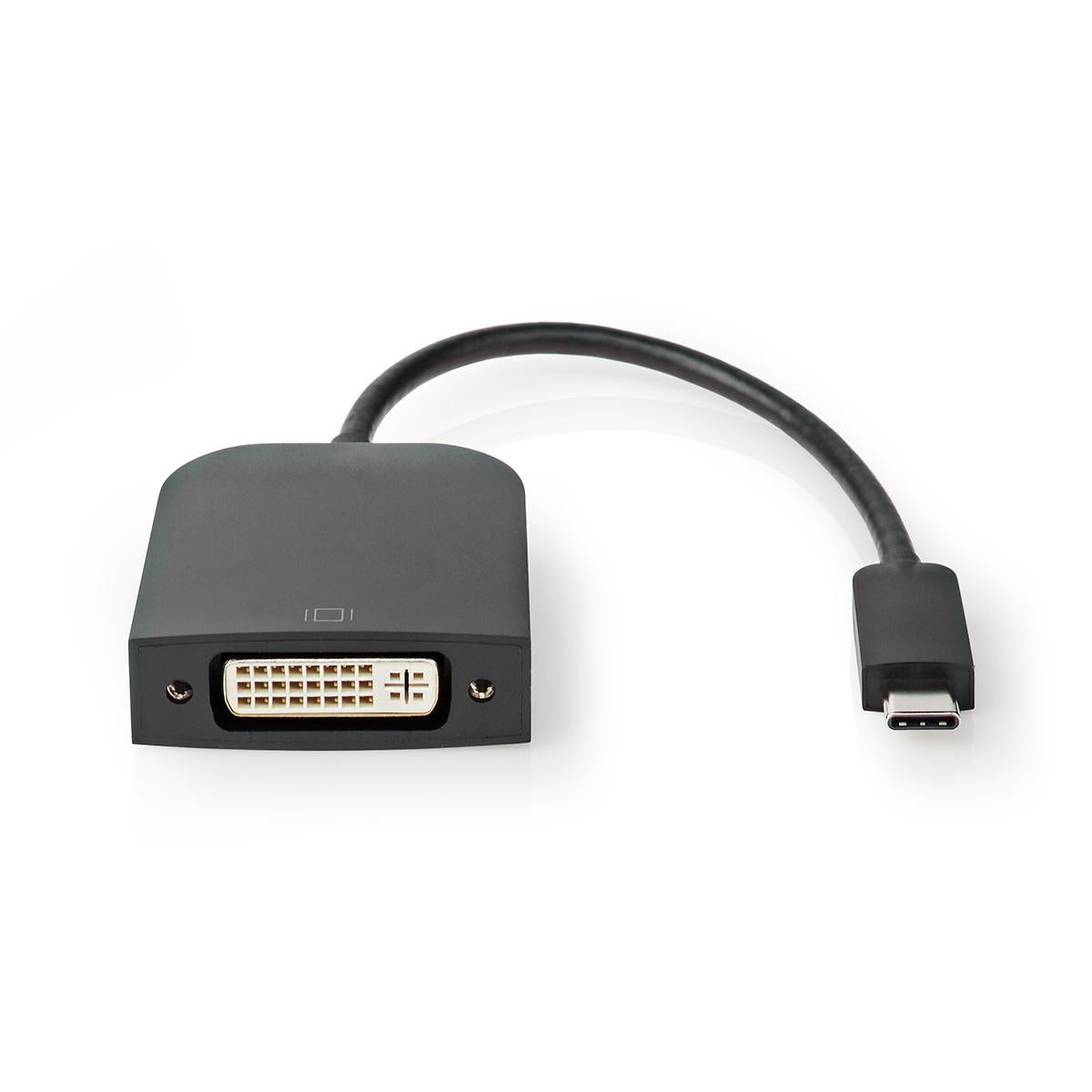 USB-C™ Adapter | USB 3.2 Gen 1 | USB-C™ Stecker | DVI-D 24+1-Pin Buchse | 1080p | 0.20 m | Rund | Vernickelt | PVC | Schwarz | Plastikbeutel