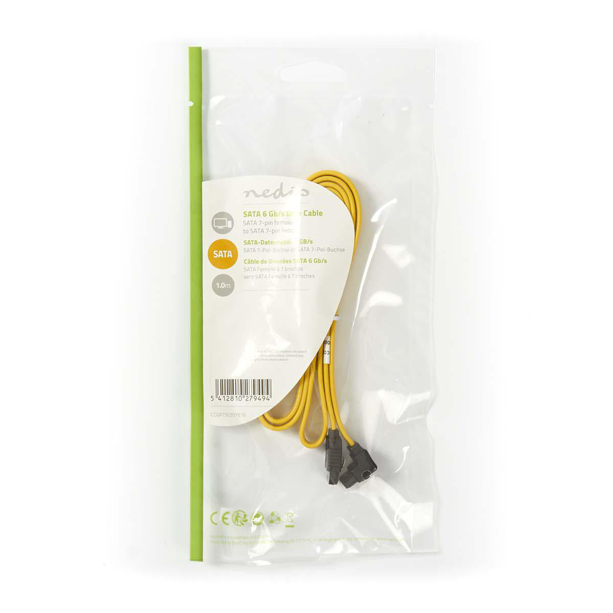 SATA Kabel | 6 Gbps | SATA 7-Pin-Buchse | SATA 7-Pin-Buchse | Vernickelt | 1.00 m | Flach | PVC | Gelb | Plastikbeutel