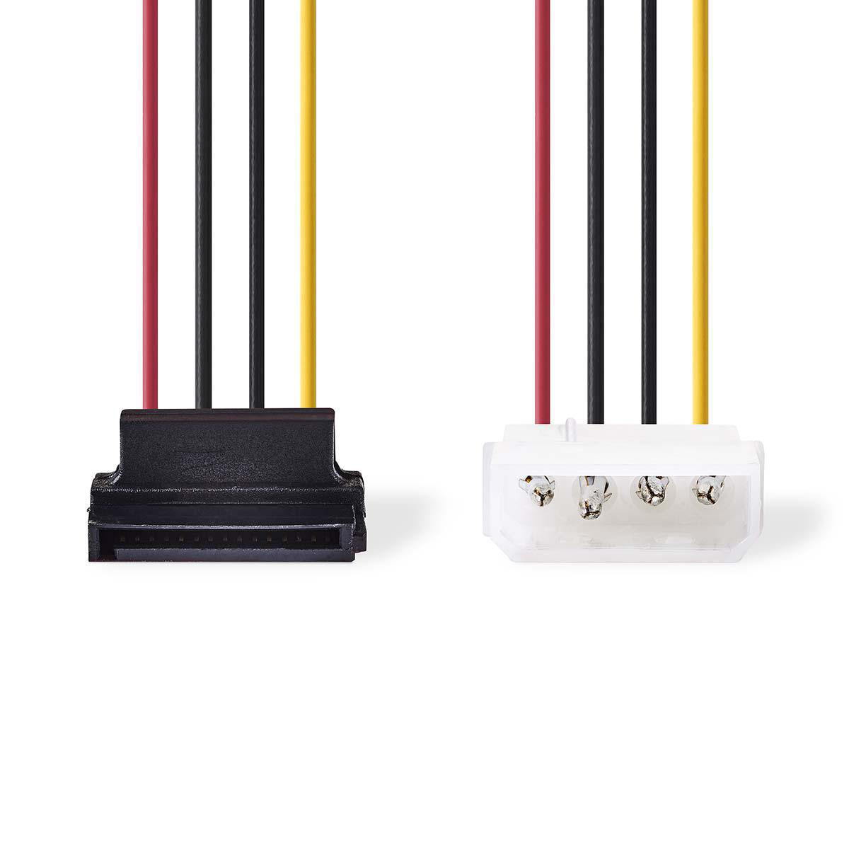 Interne Stromkabel | Molex Stecker | SATA 15-Pin-Buchse | Vergoldet | 0.15 m | Rund | PVC | Mehrfarbig | Umschlag
